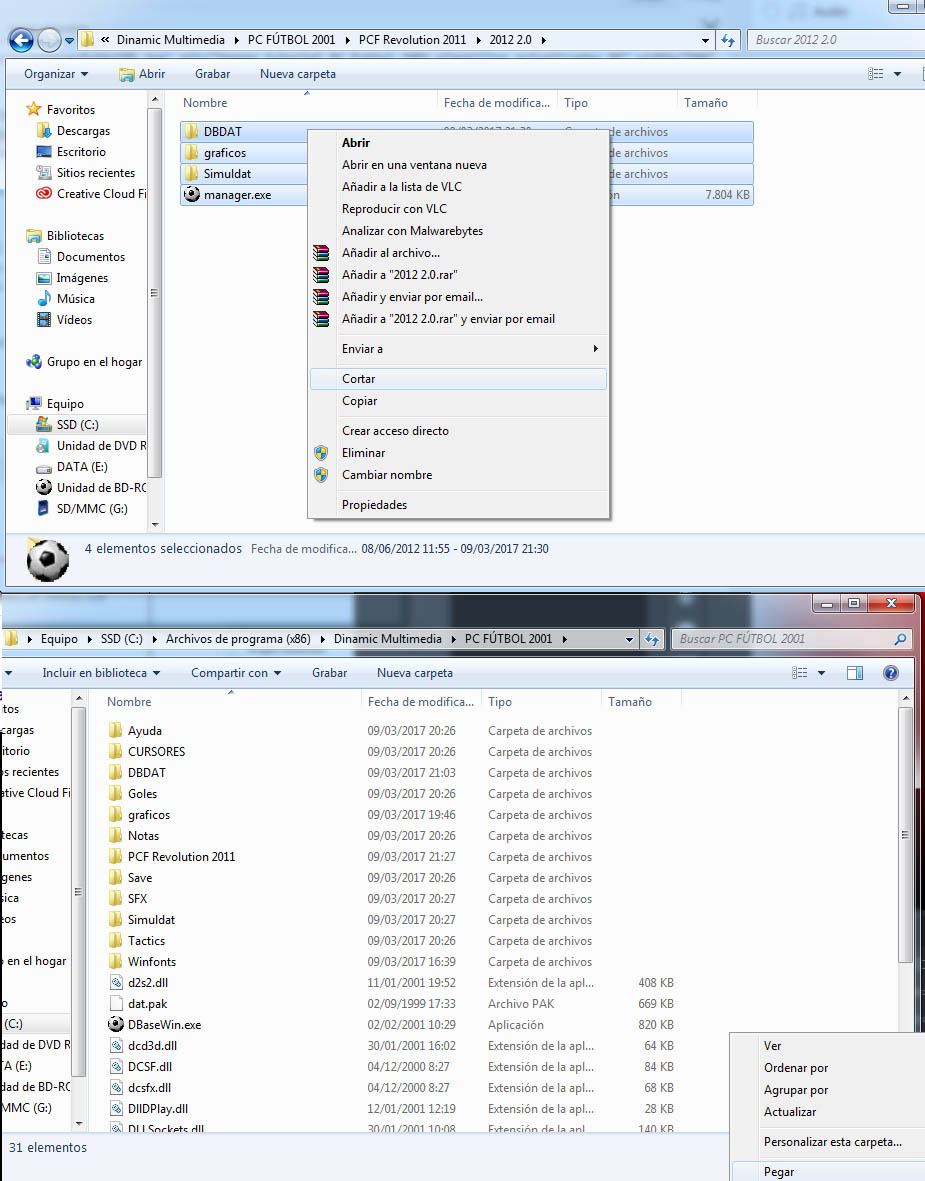 Imagen tutorial PC Futbol 2001 plantillas actualizadas 08