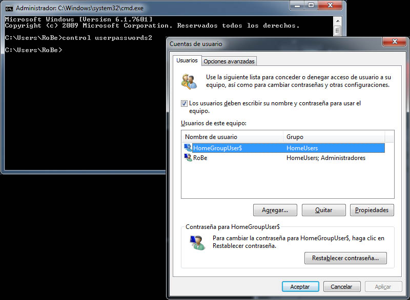 Cómo cambiar la contraseña de Administrador en Windows 7