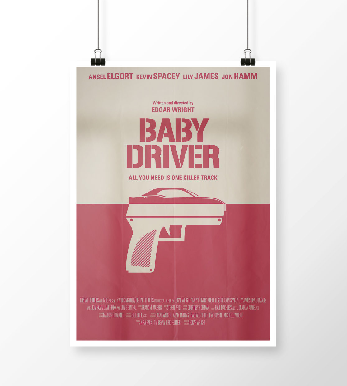 Mockup cartel minimalista de "Baby Driver"
