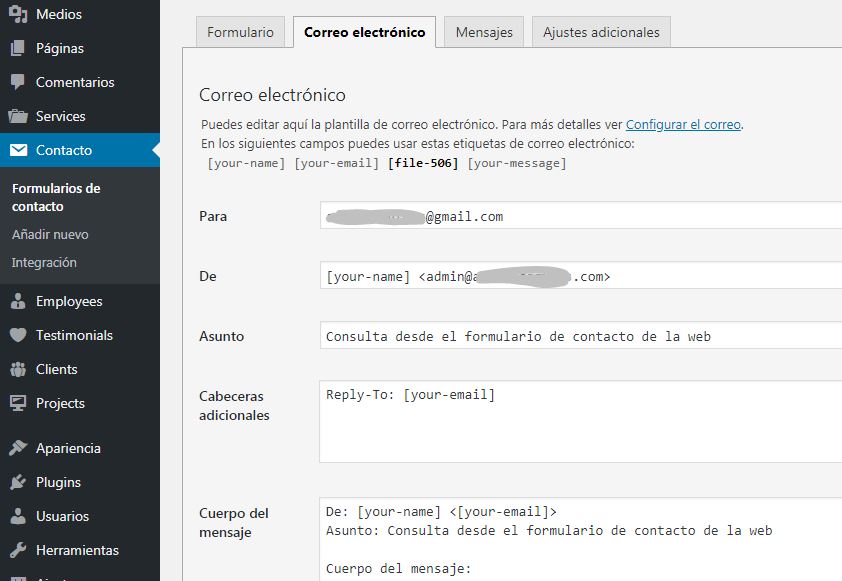 Cómo recibir en Gmail un mensaje vía Contact Form 7