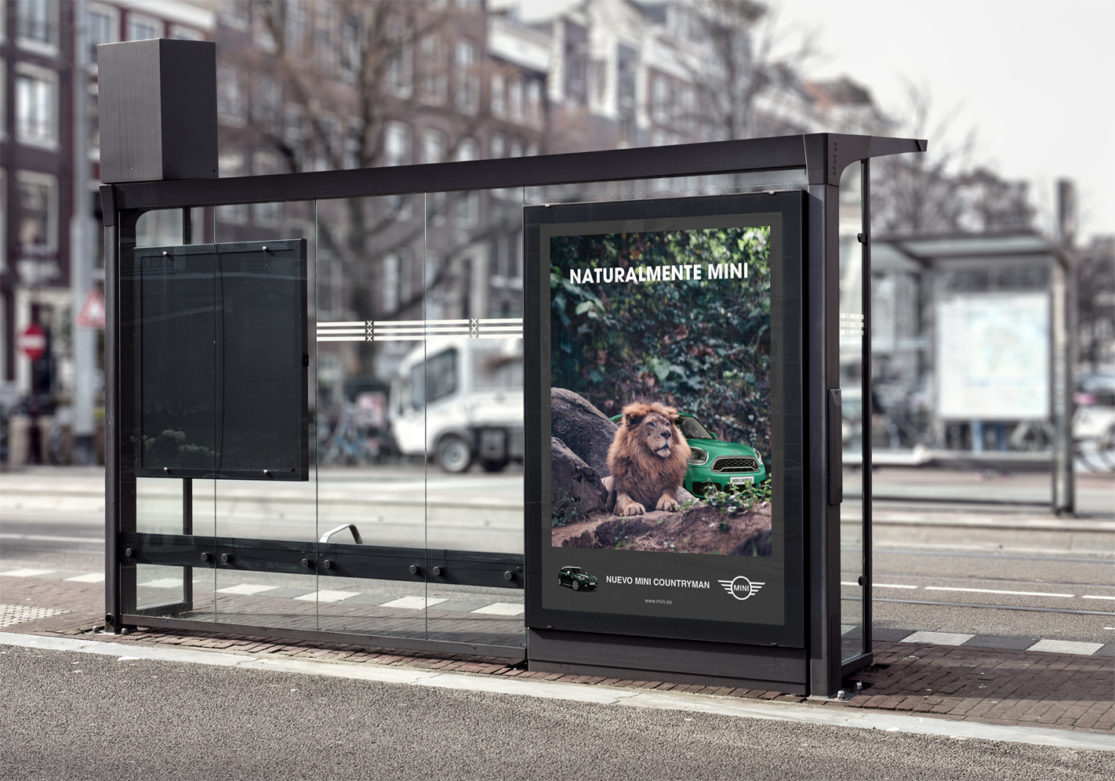 Mockup de publicidad de Mini.