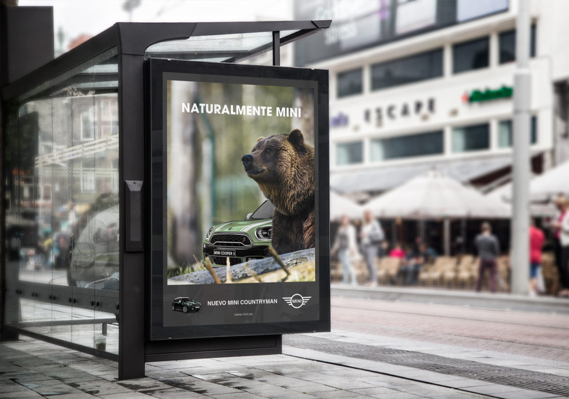 Mockup de publicidad de Mini.