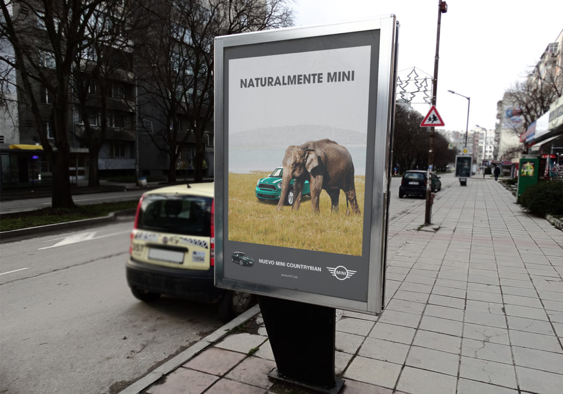 Mockup de publicidad de Mini.